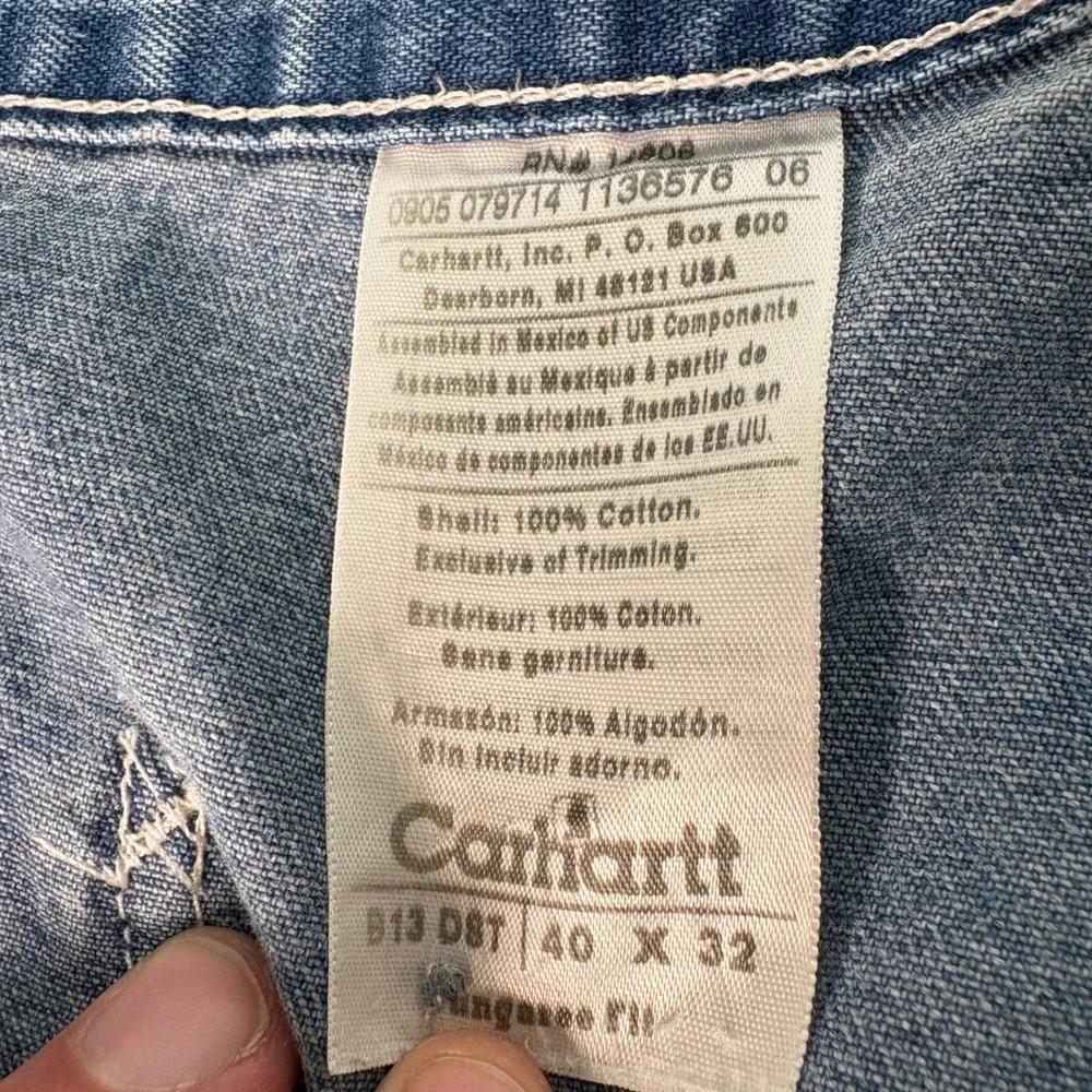 Carhartt Baggy Mens Blue Denim Fit Carpenter Jeans 40x32 Workwear Distressed